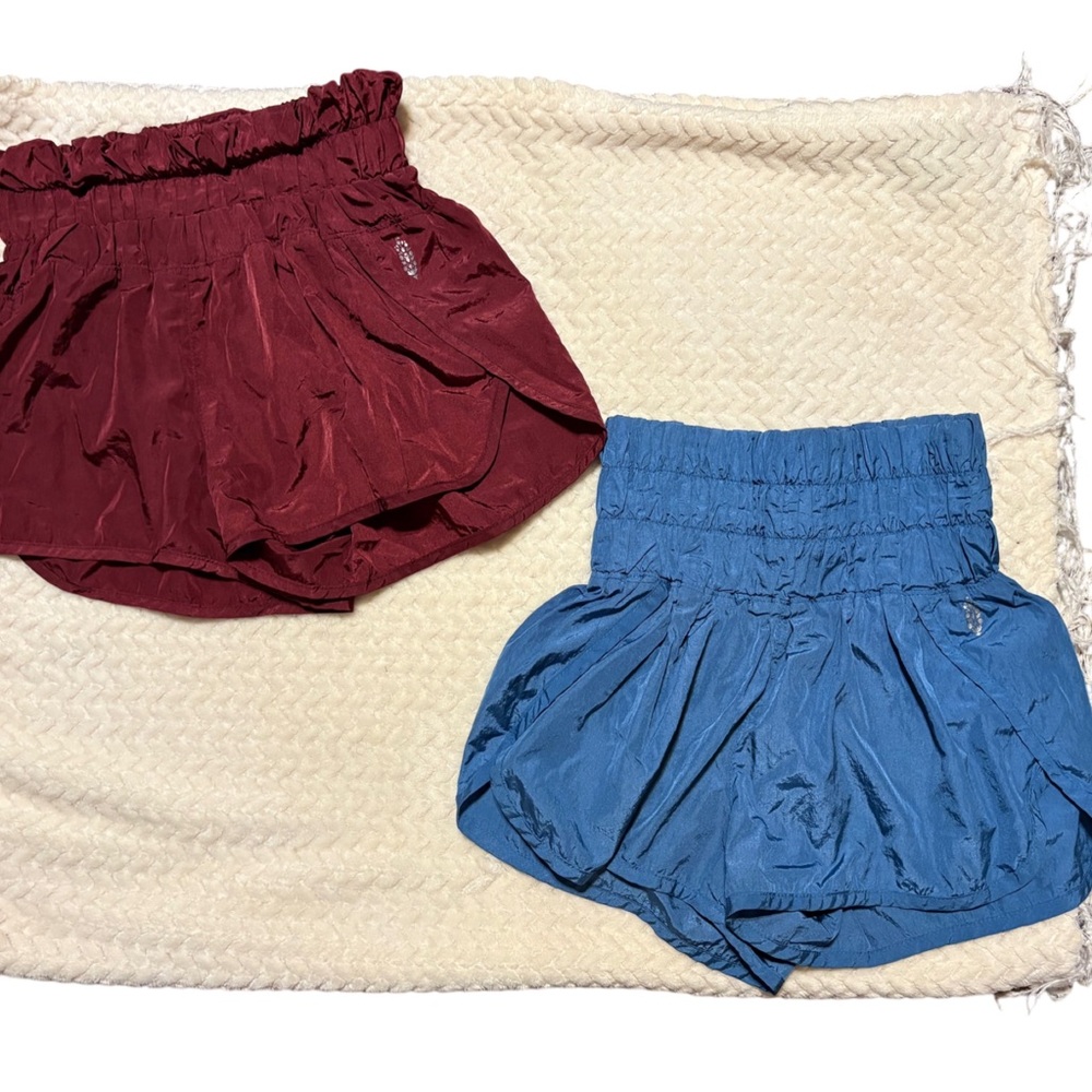 Free People High Waist Shorts - Burgundy and Blue
